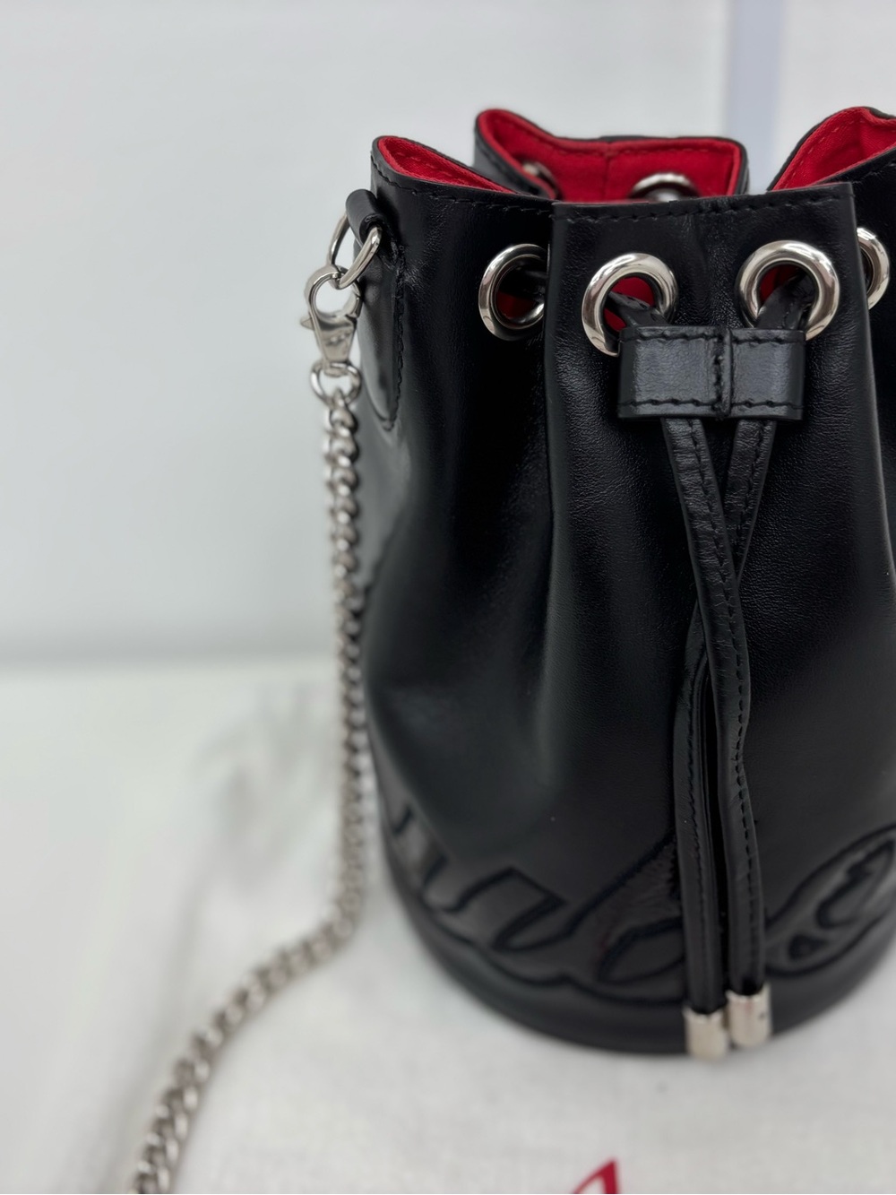 Christian Louboutin Marie Jane Black Leather Bucket Bag - Picture 4 of 8